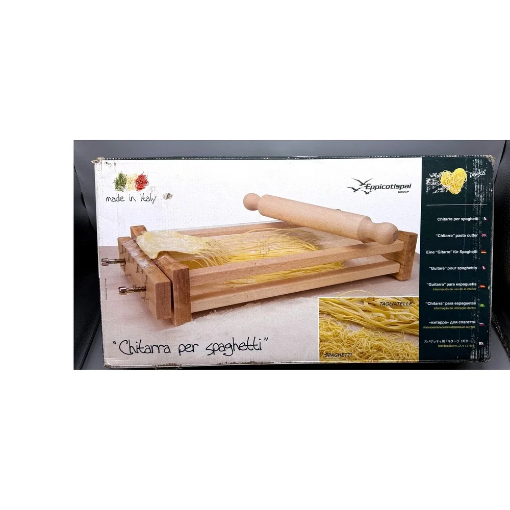 Eppicotispai Chitarra Pasta Cutter Beechwood Double Sided Spaghetti Tagliatelle